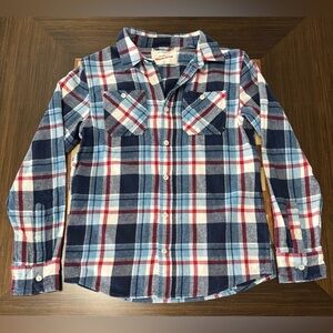 Urban Pipeline Ultimate Flannel boys long sleeve collared shirt blue plaid sz L.